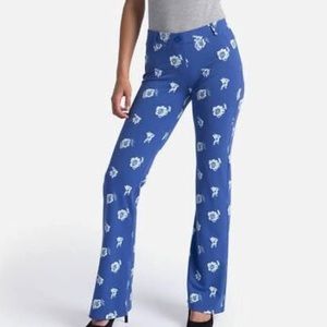 Betabrand lightweight Blue Waterlily Dress Pant Yoga Pants, Large Petite